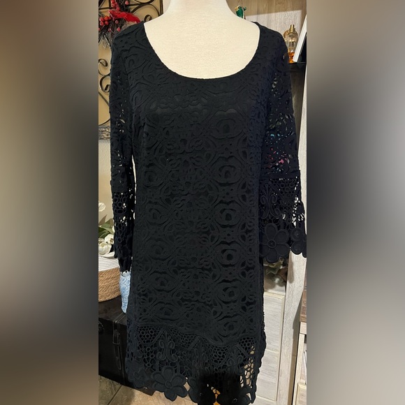 Black Alfani cocktail laced Dress size M - Picture 2 of 8